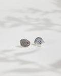 Amethyst Gemset, sparkle effect blobby ear studs by Rebecca Oldfield