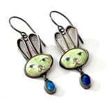 Rabbit Earrings by Sarah Vourda Enamels