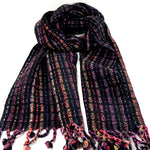 Rainbow Wool Scarf in Black by Jill Riley