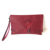 Raw Edge Clutch w. Vintage Key in Red by Coterie Leather