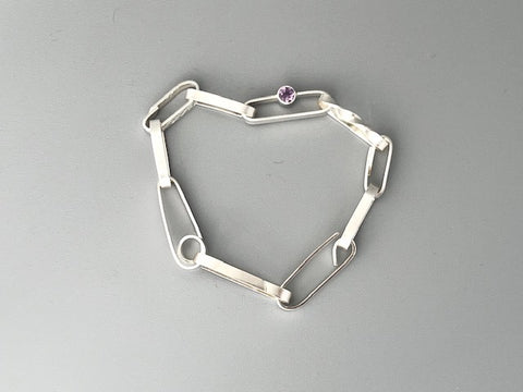 Ribbon cluster slim bracelet with purple sapphire by Jodie Hook