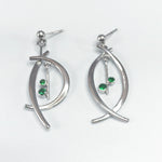 Silver and Tsavorite Asymmetrical Earrings by Selwyn Gale