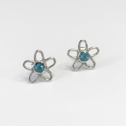 Silver & Blue Topaz Flower Earrings by Selwyn Gale