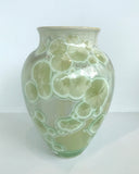 Large Light Green Crystalline Vase by Simon Rich