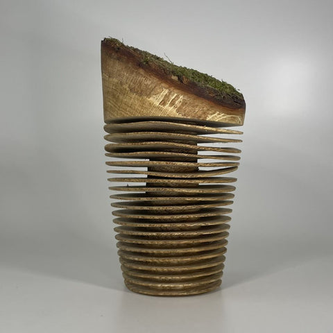 Wavy live edge oak vase by Solace in Wood