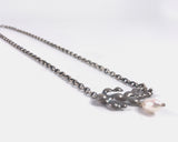 Silver seaweed & drop pearl necklace by Sara Lloyd-Morris