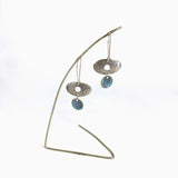 Silver warm rain & blue verdigris hook earrings by Sara Lloyd-Morris