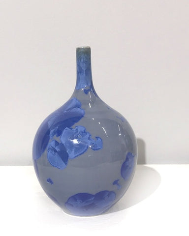Small crystaline bottle form in blue grey by Simon Rich