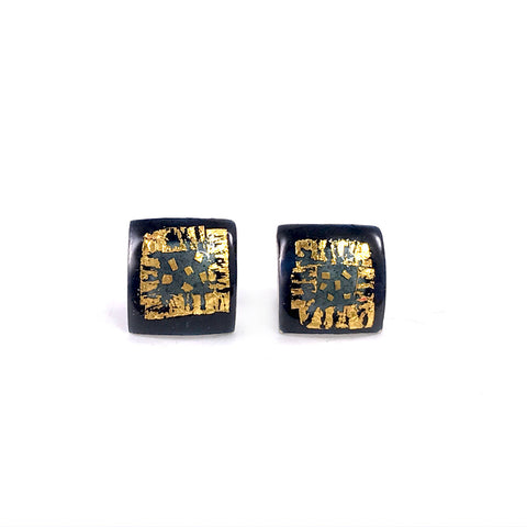 Small square studs in black & grey by Sheila McDonald