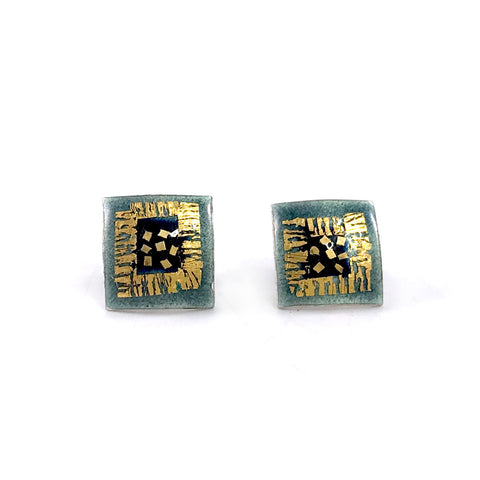 Small square studs in grey & black by Sheila McDonald