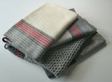 Organic cotton tea towel in greys by Jill Riley