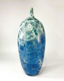 Tall Blue Crystalline Vase by Simon Rich
