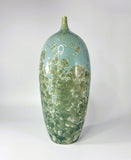 Tall Teal Crystalline Vase by Simon Rich