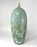 Tall Teal Crystalline Vase by Simon Rich