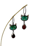 Teal Cat Earrings by Sarah Vourda Enamels