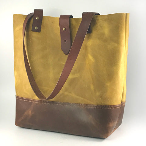 Two Tone Daytripper Tote in Mustard by Coterie Leather