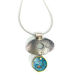 Warm rain & blue verdigris pendant by Sara Lloyd-Morris