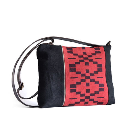 Red Welsh block print bag by Lynda Shell