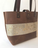 Wild Hide Mini Tote in Gold Splash and Tan by Coterie Leather