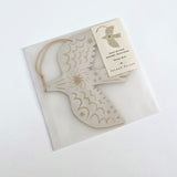 Screenprinted Wooden Decoration - White Winter Bird by Folded Forest