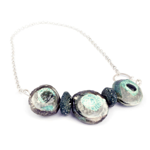 Green three pebble bead necklace by Alison Shelton Brown