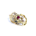 Birds nest ring with ruby & diamonds by Selwyn Gale