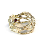 Birds nest ring with ruby & diamonds by Selwyn Gale