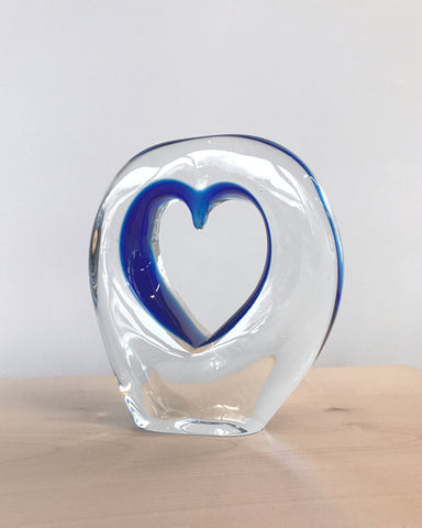Glass heart in blue by Kathryn Roberts