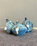 Stoneware Blue Satin Ratting Pebble Bottle by Kirsti Hannah Brown