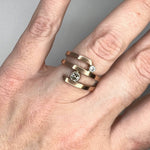 9ct Luxe Rose Gold Double End Ring with 2 Offset Diamonds by Jodie Hook