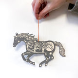 Screenprinted Wooden Decoration - Silver Horse by Folded Forest