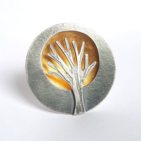 Gold Domed Tree Brooch by Becky Crow