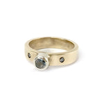9ct Gold Ring with Aquamarine & Diamond by Deborah Edwards