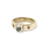 9ct Gold Ring with Aquamarine & Diamond by Deborah Edwards