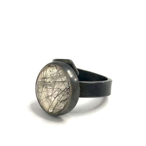 Ribbon End Rutilated Quartz Solitaire Ring by Jodie Hook