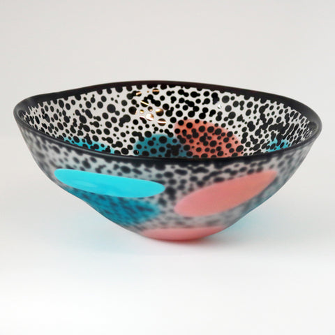 Black Spot Bowl with Pinks by Kathryn Roberts