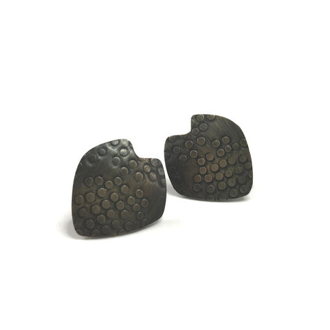 Oxidised Heart Urchin Studs by Karen Williams
