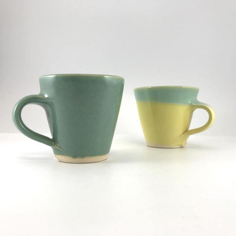 Yellow & Green Glazed Mugs by Simon Rich - Makers Guild in Wales