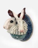 Twin Hares in Mask by Helen Higgins