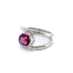 18ct Reticulated White Gold Ring w Ruby by Selwyn Gale