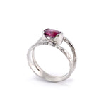 18ct Reticulated White Gold Ring w Ruby by Selwyn Gale
